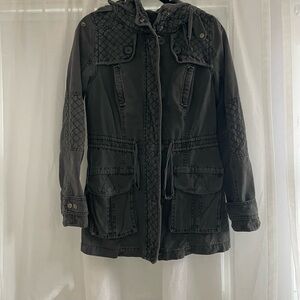Women's Quilted Black Cargo Jacket